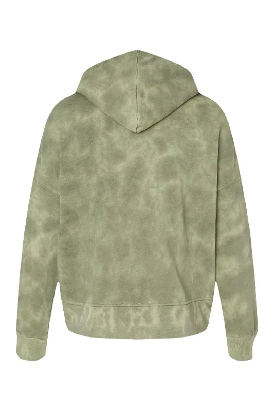 Alternative Womens Eco Washed Hooded Sweatshirt Hoodie - Olive Tonal Tie Dye - NEW