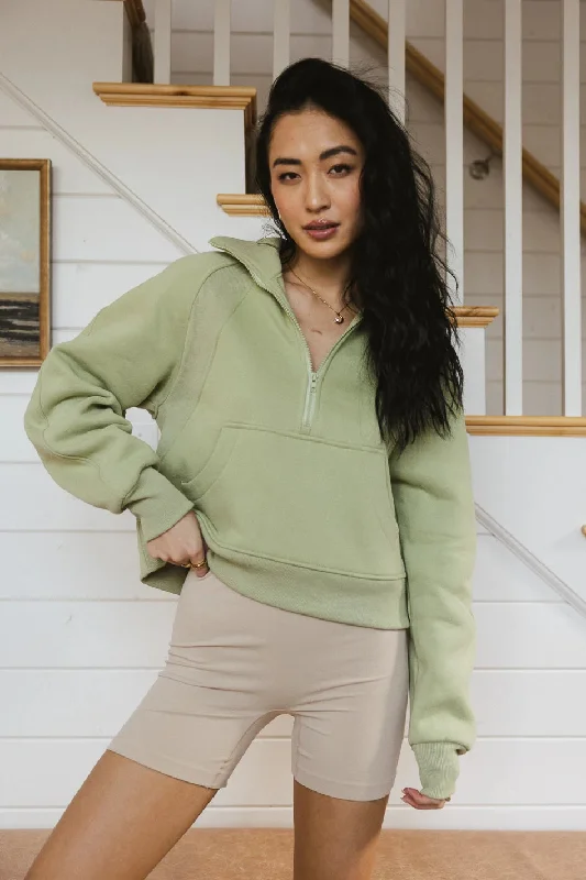 Alyssa Half Zip in Sage