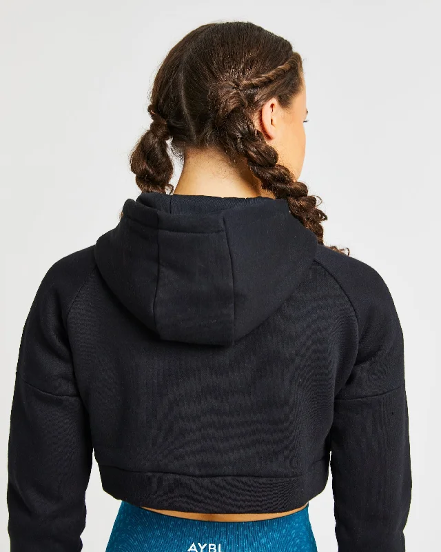 Beyond Crop Zip Hoodie - Black