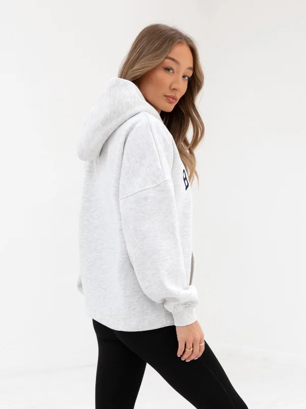 Varsity Oversized Hoodie - Marl White