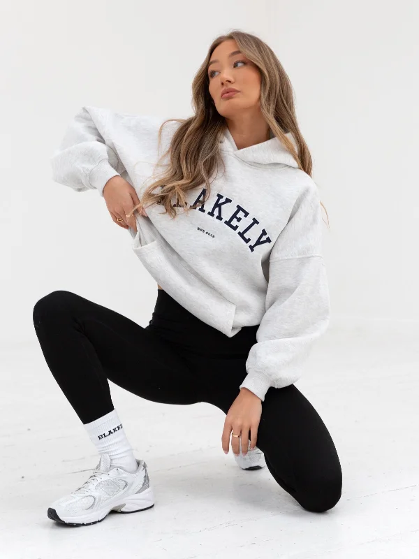 Varsity Oversized Hoodie - Marl White