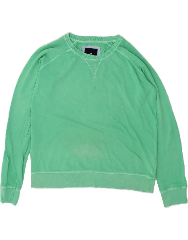 CREW CLOTHING Womens Oversized Sweatshirt Jumper UK 14 Large Green Cotton