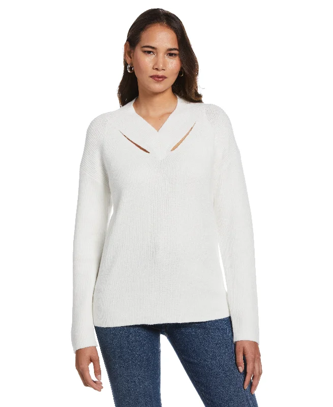 Plus Size Cutout Neck Sweater