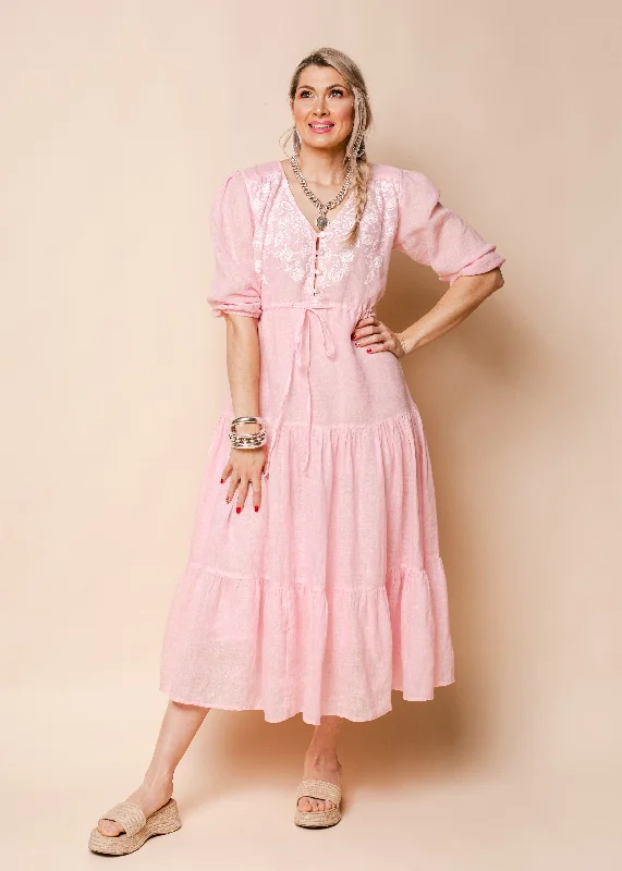 Danica Linen Dress in Blush