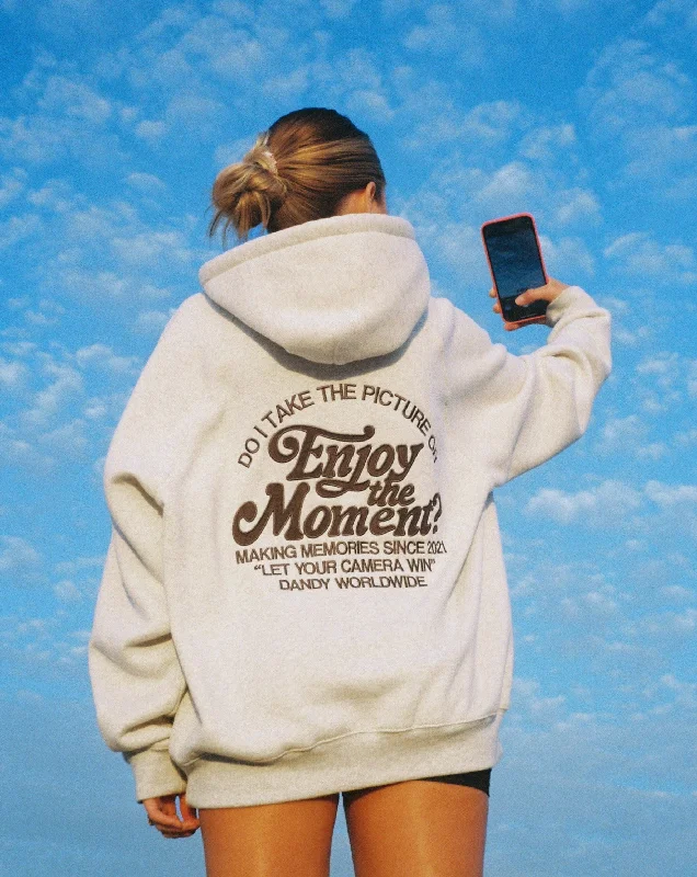 ""Enjoy the Moment"" Oversized Lux Hoodie in Heather Gray