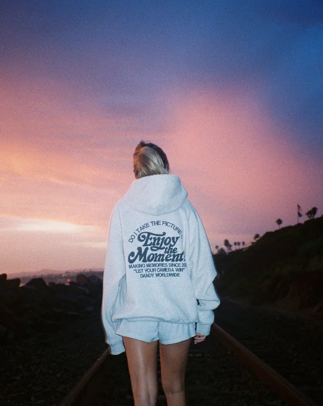 ""Enjoy the Moment"" Oversized Lux Hoodie in Heather Gray