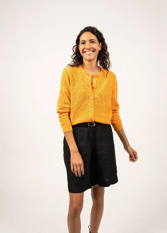 Gilet en coton Alicante - maille ajourée, col rond (TANGERINE)