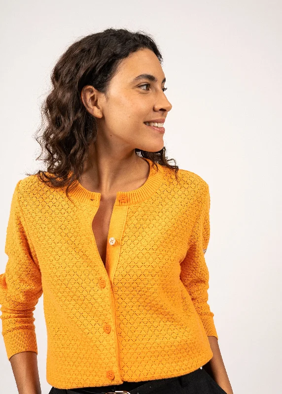 Gilet en coton Alicante - maille ajourée, col rond (TANGERINE)