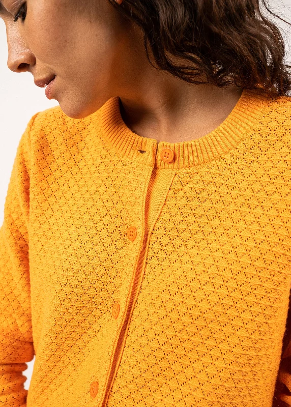 Gilet en coton Alicante - maille ajourée, col rond (TANGERINE)