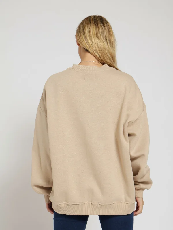 Late Nights Crew Sweater - Tan