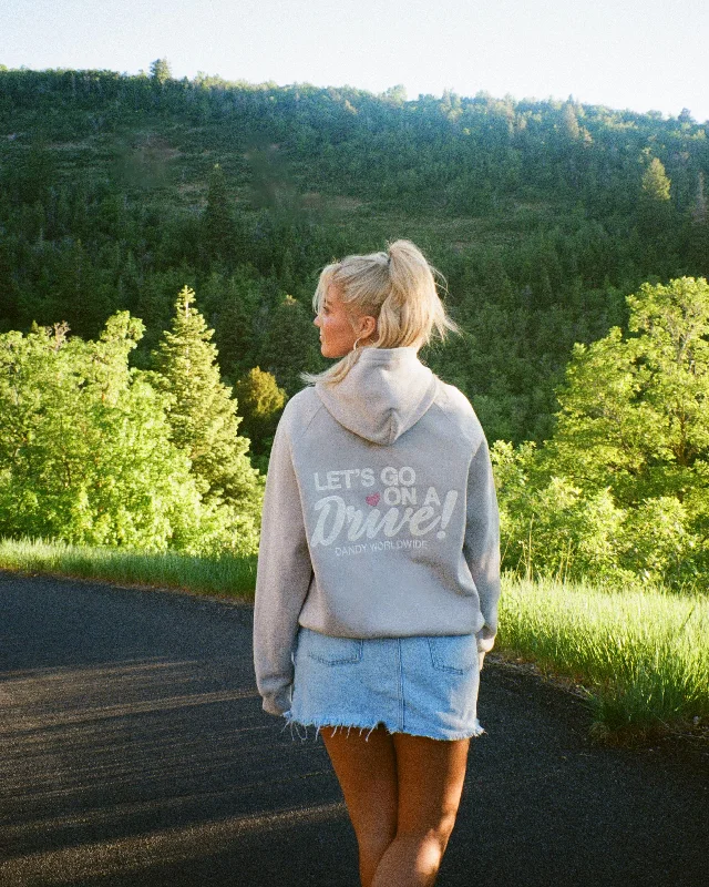 ""Let's Go on a Drive"" Oversized Lux Hoodie in Light Gray