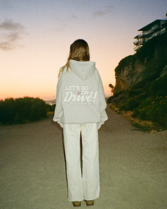 ""Let's Go on a Drive"" Oversized Lux Hoodie in Light Gray