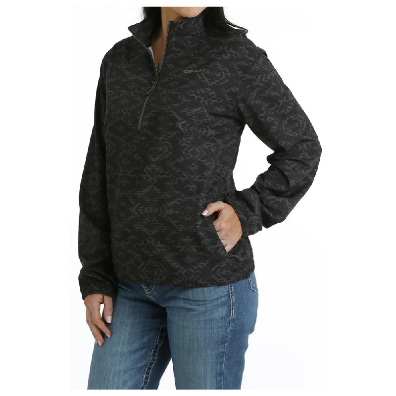 MAK7902002 Cinch Women's 1/2 Zip Pullover - Black Aztec Print