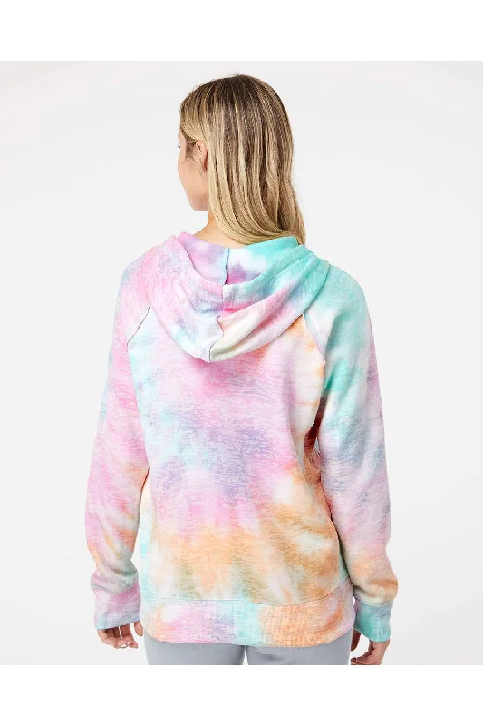 MV Sport Womens Courtney Burnout V-Notch Hooded Sweatshirt Hoodie - Rainbow Sorbet - NEW