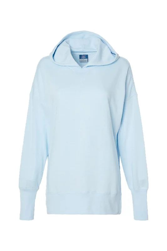 MV Sport Womens French Terry Hooded Sweatshirt Hoodie - Arctic Blue - NEW