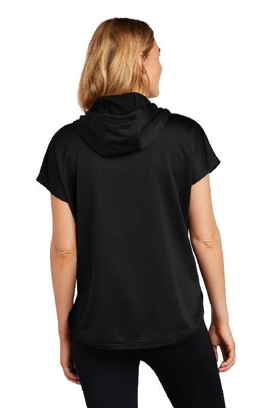 New Era Womens Performance Terry Short Sleeve Hooded Sweatshirt Hoodie - Black