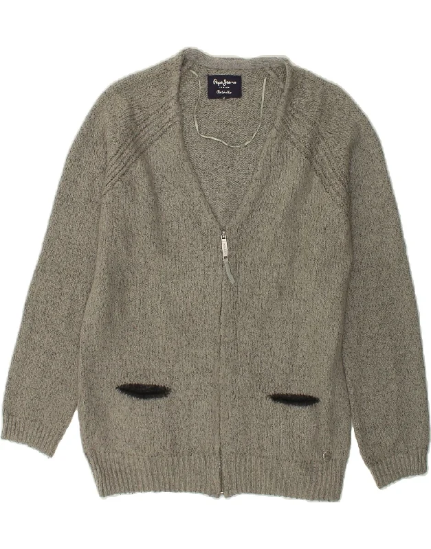 PEPE JEANS Womens Cardigan Sweater UK 16 Large Grey Acrylic