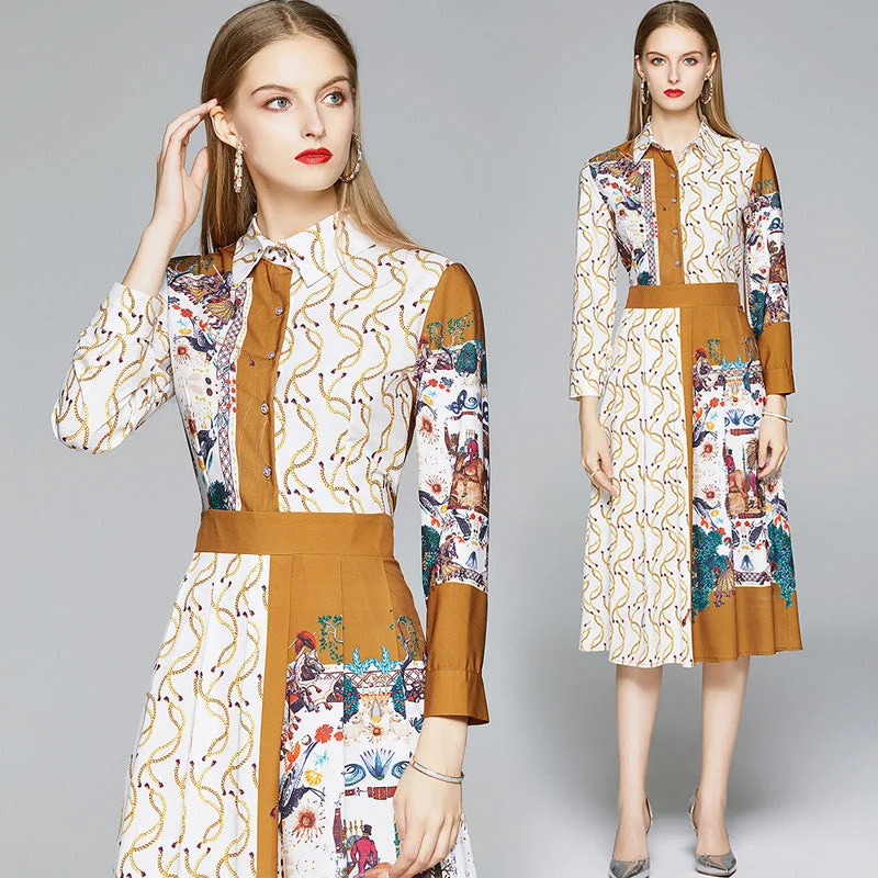 Luxury Women Positioning Printed Dress Classy Fashion Dress +