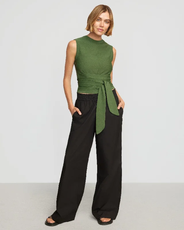 Rumi Cropped Sleeveless Wrap Top