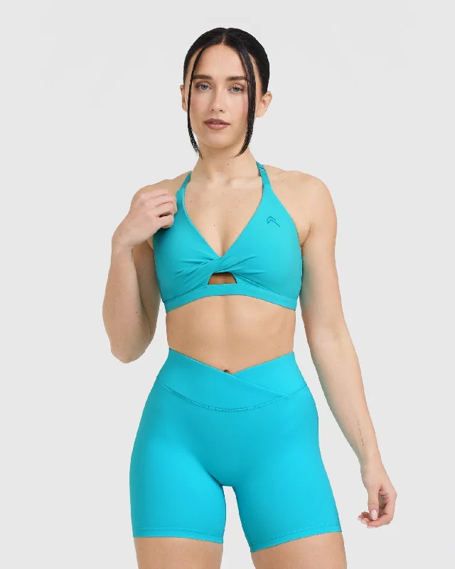 Unified Twist Sports Bra | Aqua Blue