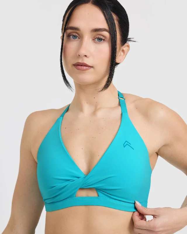 Unified Twist Sports Bra | Aqua Blue