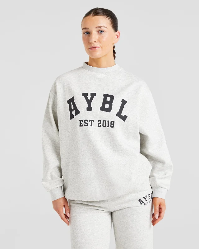 Varsity Graphic Oversized Sweatshirt - Grey Marl