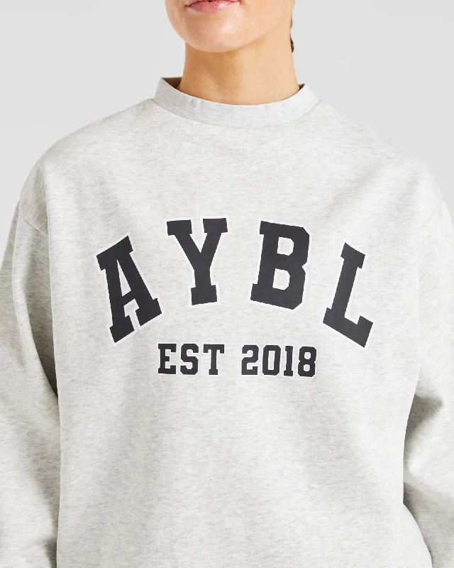 Varsity Graphic Oversized Sweatshirt - Grey Marl