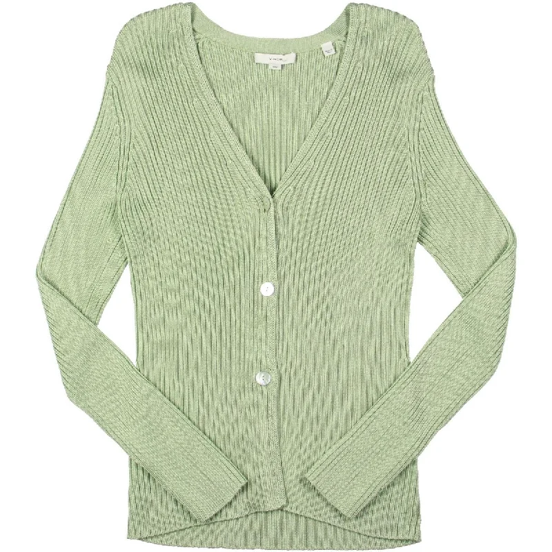 Vince Womens Ribbed Knit Button Down Cardigan Sweater