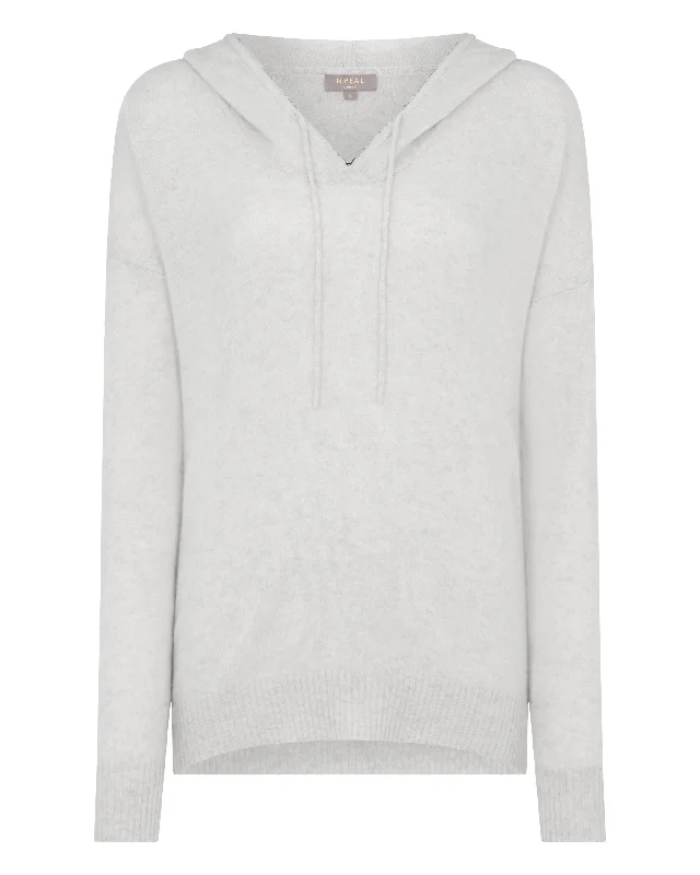 Women's Maya Metal Trim Cashmere Hoodie Pebble Grey