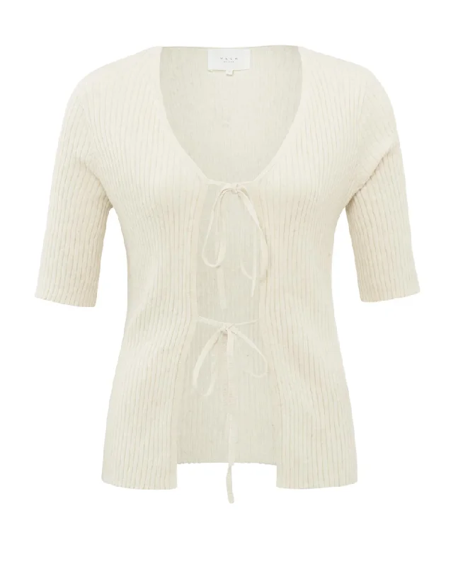 Yaya Beige Short Sleeve Cardigan