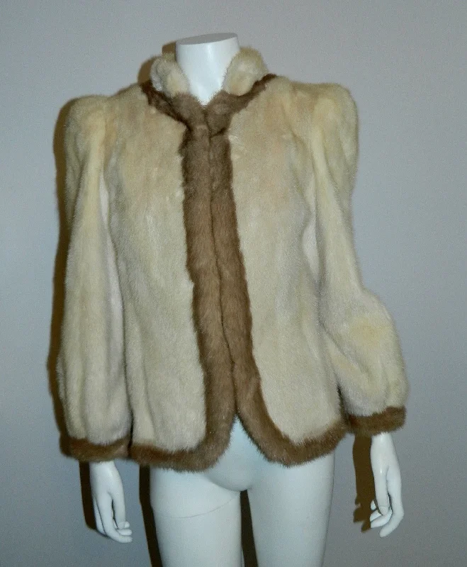 1970s mink jacket / vintage short coat pearl mink Palomino trim XS - S