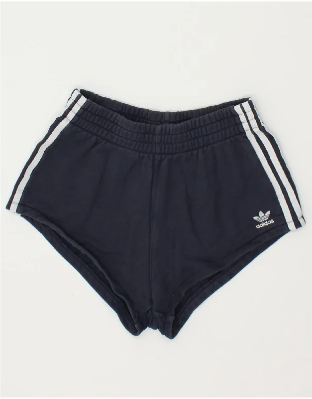 ADIDAS Womens Sport Shorts UK 8 Small Navy Blue Cotton