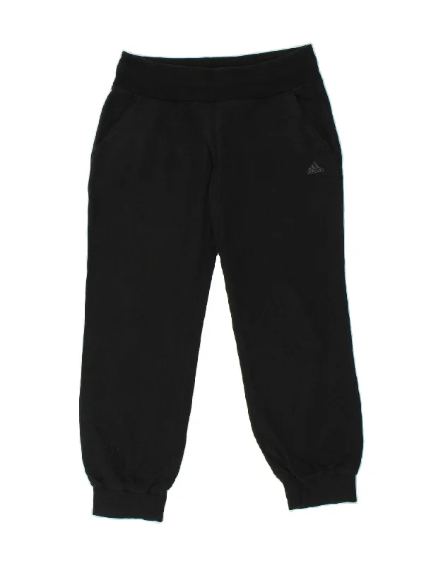 ADIDAS Womens Tracksuit Trousers Joggers UK 14 Large  Black Cotton