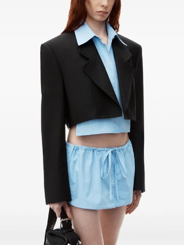 ALEXANDER WANG Women Prestyled Cropped Blazer W/Poplin Dickies