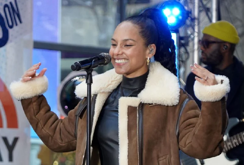 Alicia Keys Brown Suede Leather Coat