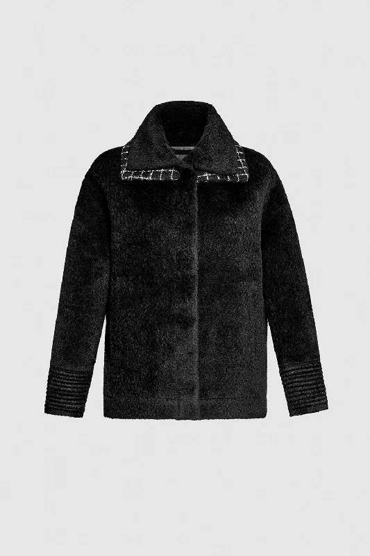 Bouclé Alpaca Signature Double Collar Bomber