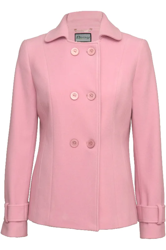 Busy Clothing Womens Wool Blend Pink Jacket Coat