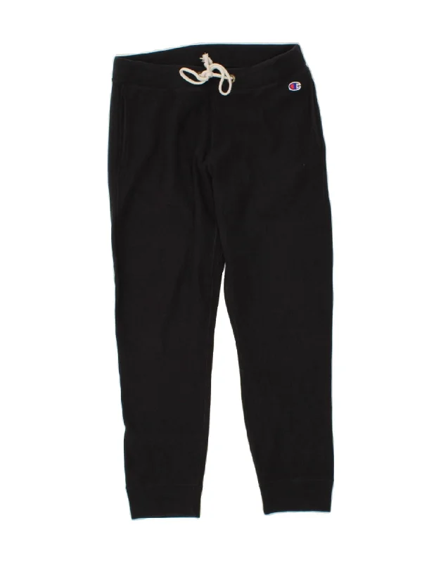 CHAMPION Womens Tracksuit Trousers Joggers UK 14 Medium Black Cotton