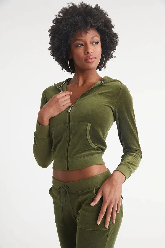 Classic Cotton Velour Hoodie - Super Greens