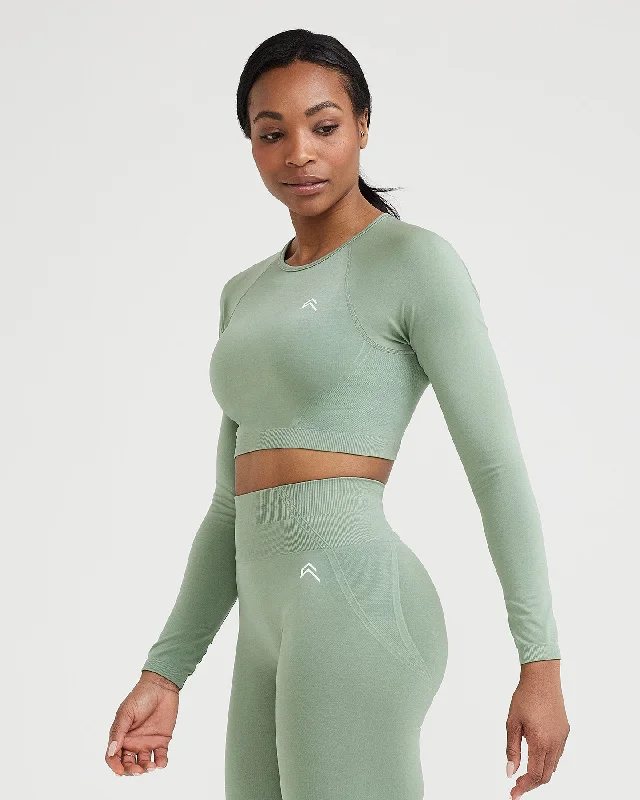 Effortless Seamless Long Sleeve Crop Top | Sage