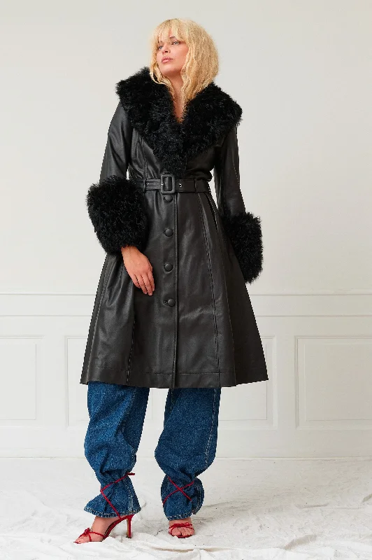 Foxy Shearling Coat in Black