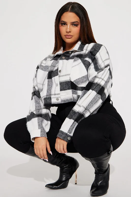 Getting Caught Up Plaid Jacket - Black/combo