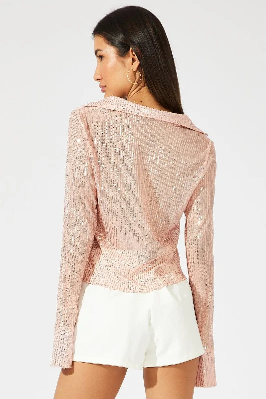 Gold Bolero Long Sleeve Sequins