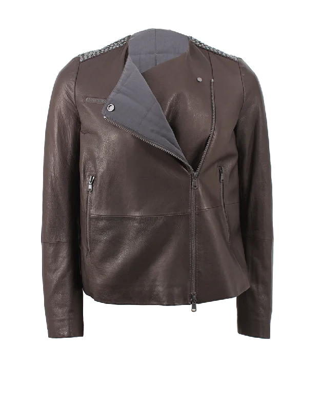 Leather Swarovski Shoulder Jacket