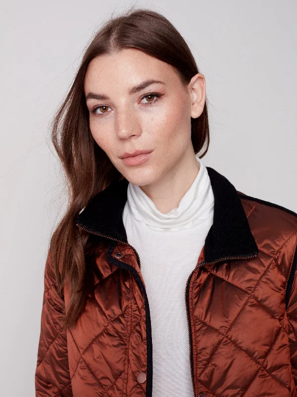 Long Quilted Puffer Jacket - Cinnamon