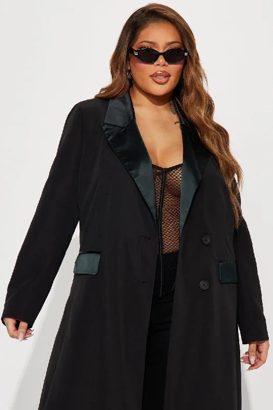 Money Talks Longline Blazer - Black