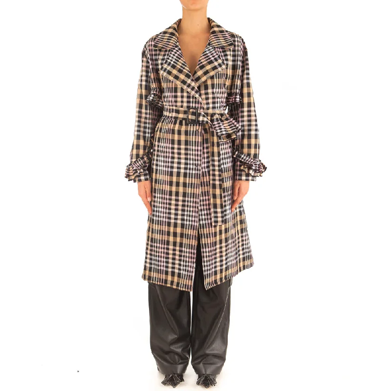 Women's Cotton Poly Overcheck Coat Pink/Beige