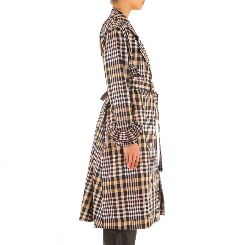 Women's Cotton Poly Overcheck Coat Pink/Beige