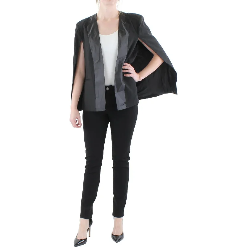 N by Nancy Womens Satin Trim Drapey Open-Front Blazer