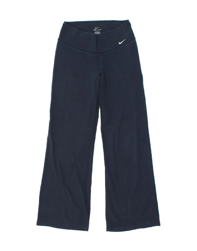 NIKE Womens Dri Fit Tracksuit Trousers UK 10 Small Navy Blue